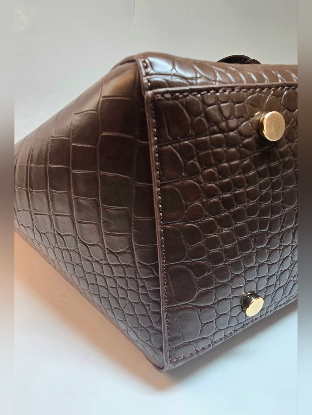Urban Expressions Croc Embossed Brown Work Tote/ Laptop Bag - Picture 5 of 9